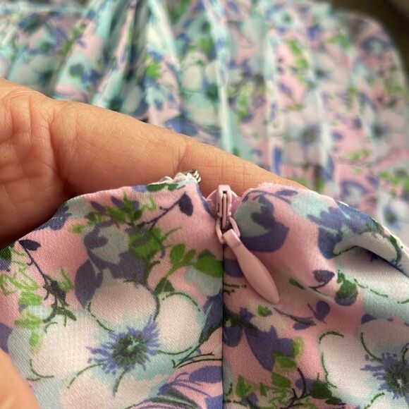 Laundry by Shelli Segal Floral Pleated Chiffon Crisscross Back Maxi Dress Sz 2 - Picture 12 of 12